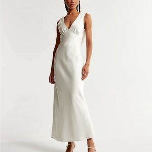 Abercrombie Satin Plunge Cowl Back Maxi Dress, Size Medium